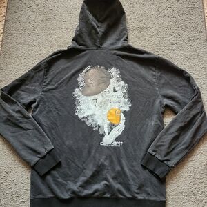 CARHARTT Mens Hoodie Large Black Work In Progress Grunge Distressed